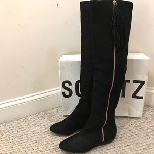 🆕 SCHUTZ x Anthropologie black suede OTK boots 11